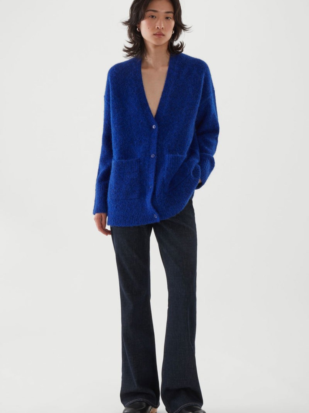 COS Cerulean Blue Alpaca blend cardigan oversized XS